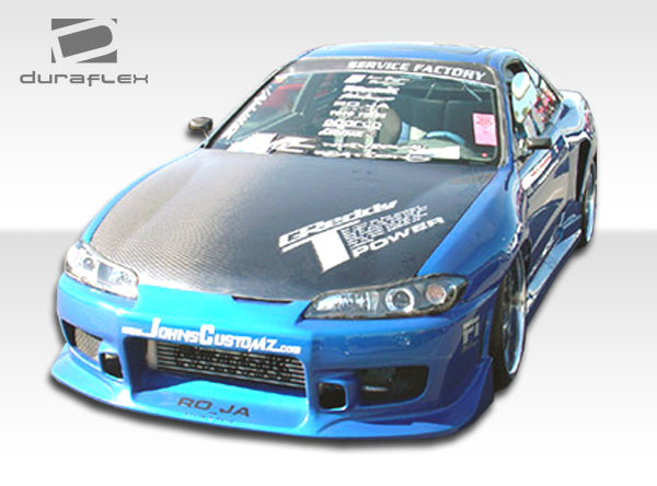 1989-1994 Nissan 240SX S13 Duraflex Silvia S15 Conversion C-1 Kit - 4 Piece - Includes C-1 Front Bumper Cover (102151) S15 OEM Fiberglass Hood (100889) S15 OEM Fenders (100879)
