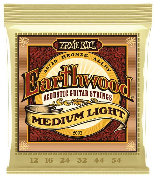 Ernie Ball 2003 Earthwood 80/20 Bronze Medium Light Acoustic Guitar Strings Set - .012-.054