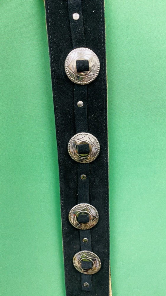 FM - 2.5 in Heavy Metal - Leather Guitar / Bass Strap - Suede Concho Black