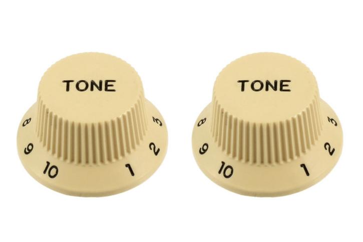 AllParts - Set of 2 Guitar Tone Knobs for Stratocaster - Cream PK0153