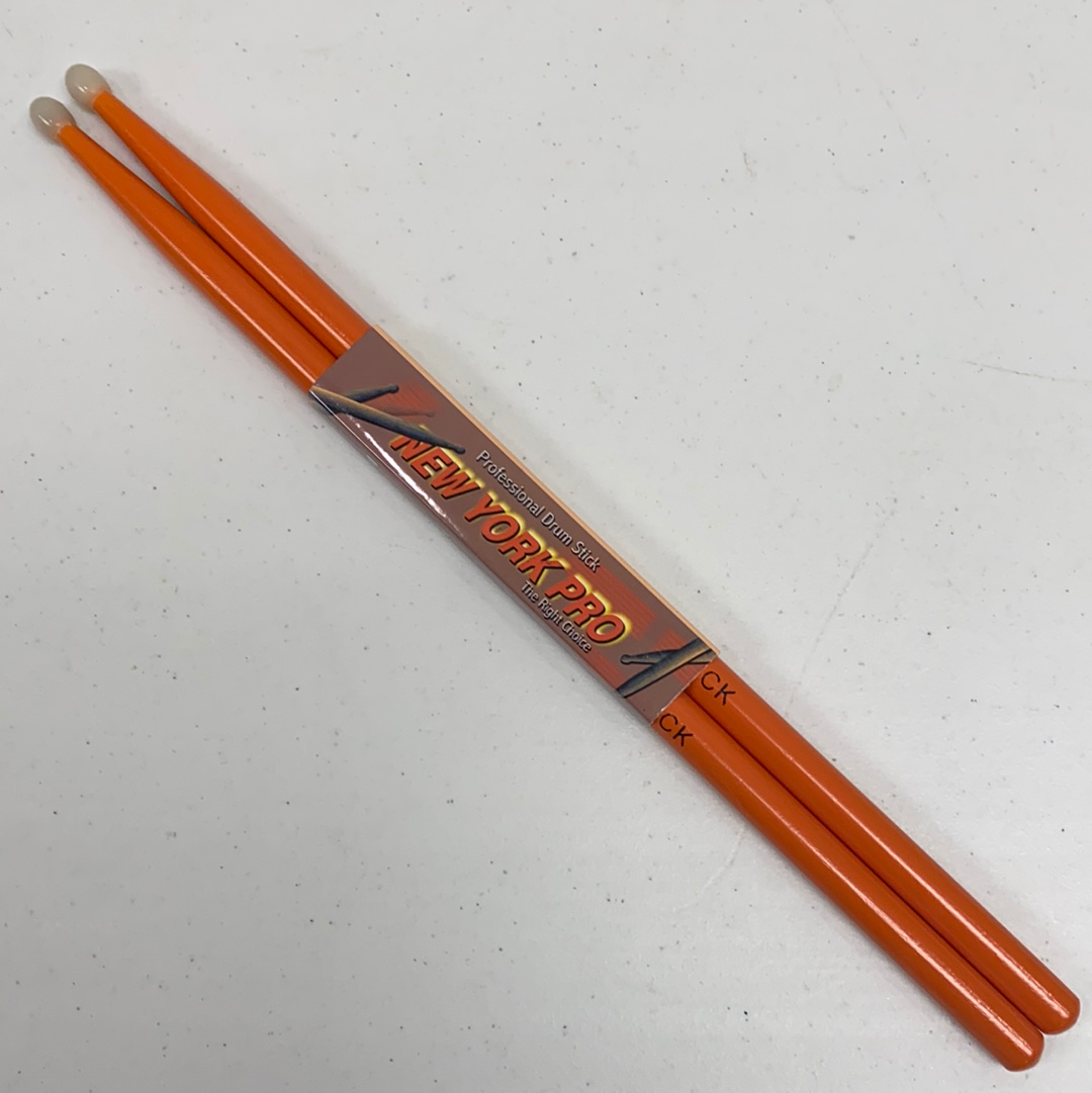 ORANGE Pair of ROCK Nylon Tip New York Pro Color Drumsticks