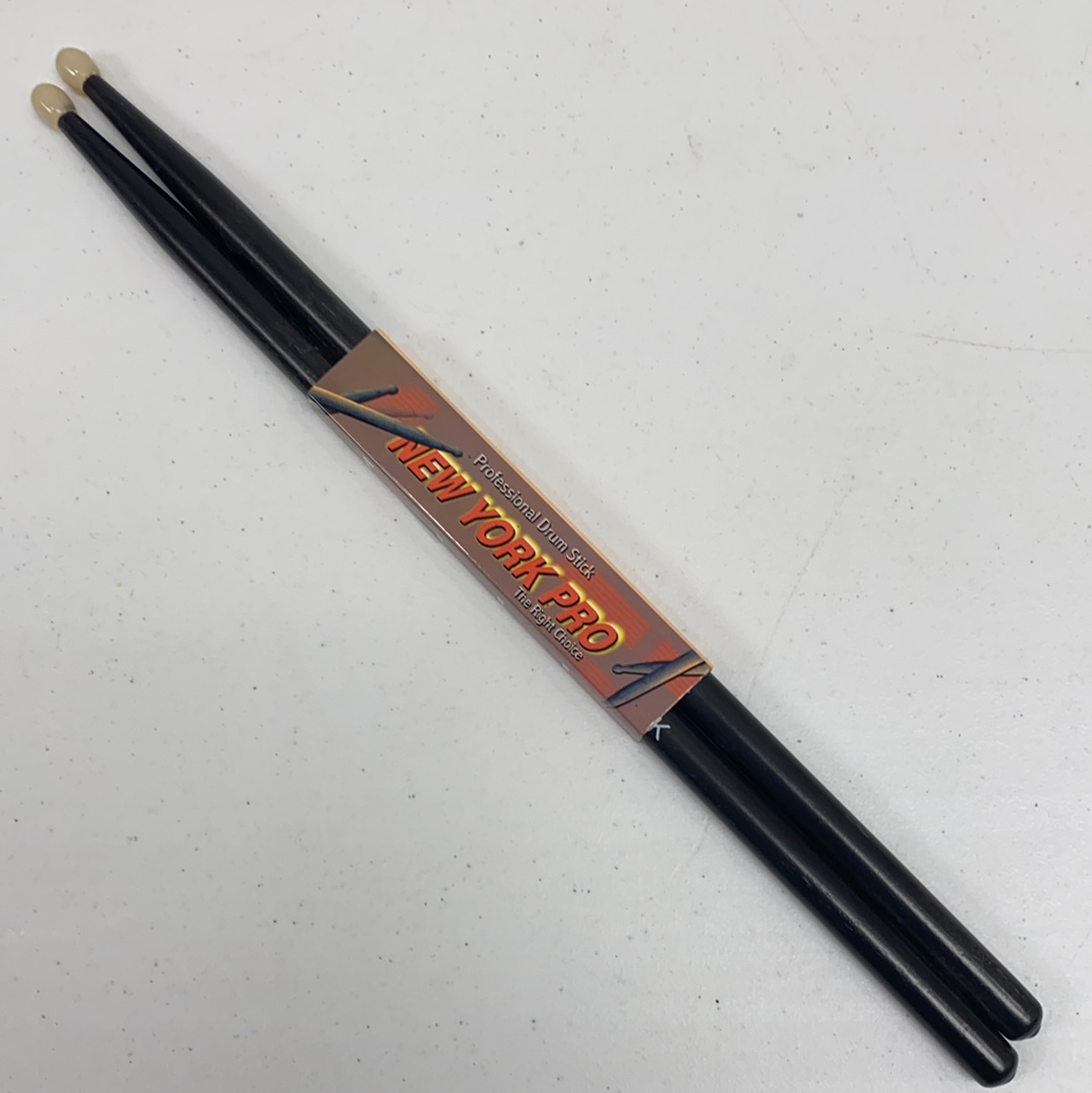 BLACK Pair of ROCK Nylon Tip New York Pro Color Drumsticks