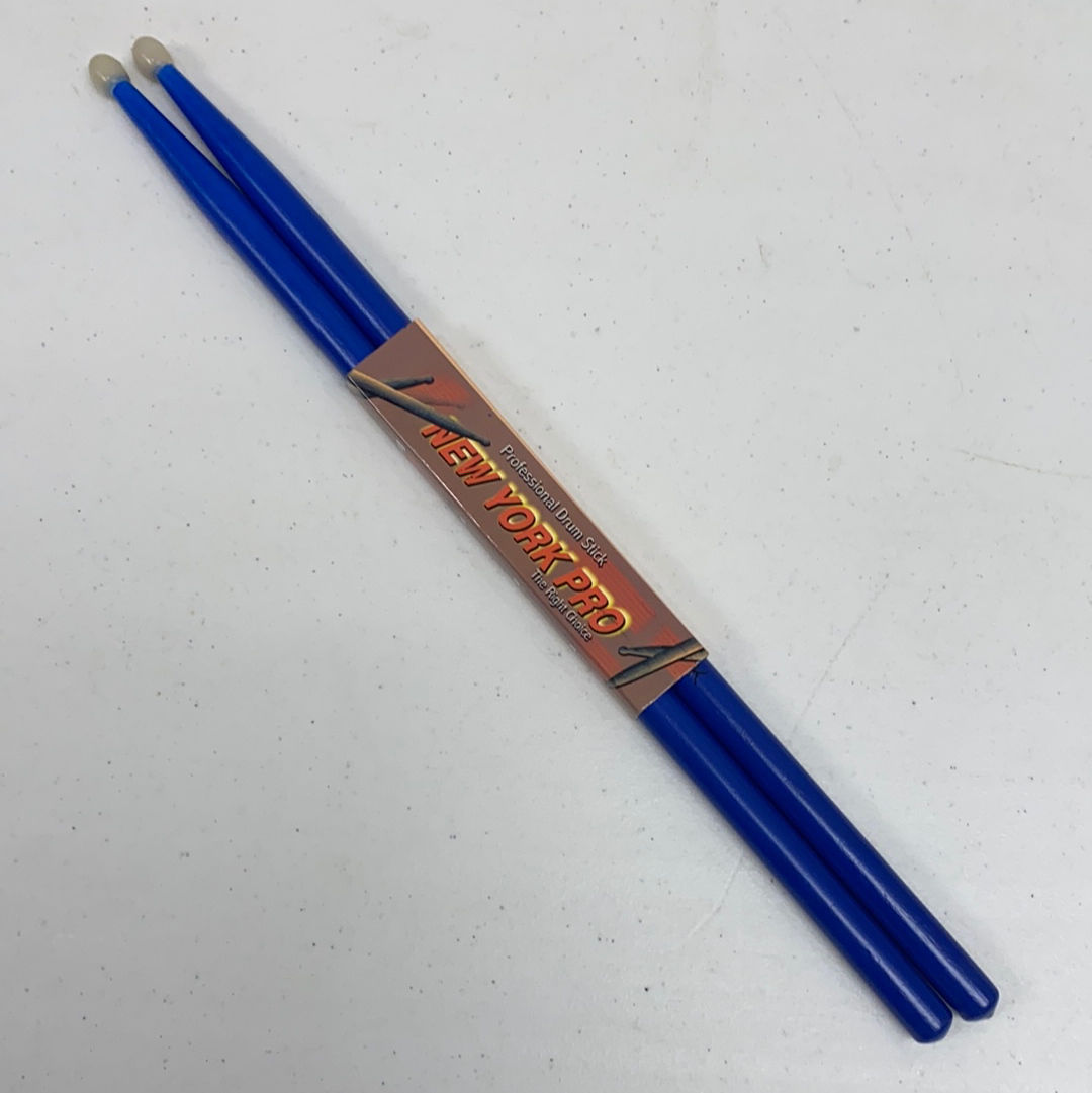 BLUE Pair of ROCK Nylon Tip New York Pro Color Drumsticks