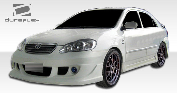 2003-2008 Toyota Corolla Duraflex Skylark Body Kit - 4 Piece - Includes Skylark Front Bumper Cover (104505) Skylark Rear Bumper Cover (104506) Skylark Side Skirts Rocker Panels (104507)