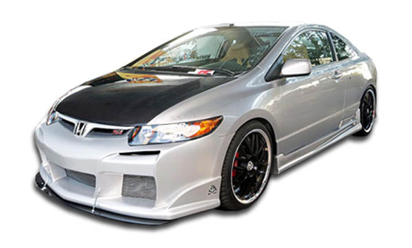 2006-2011 Honda Civic 2DR Duraflex Raven Body Kit - 4 Piece - Includes Raven Front Bumper Cover (103332) Raven Rear Bumper Cover (103333) Raven Side Skirts Rocker Panels (103334)