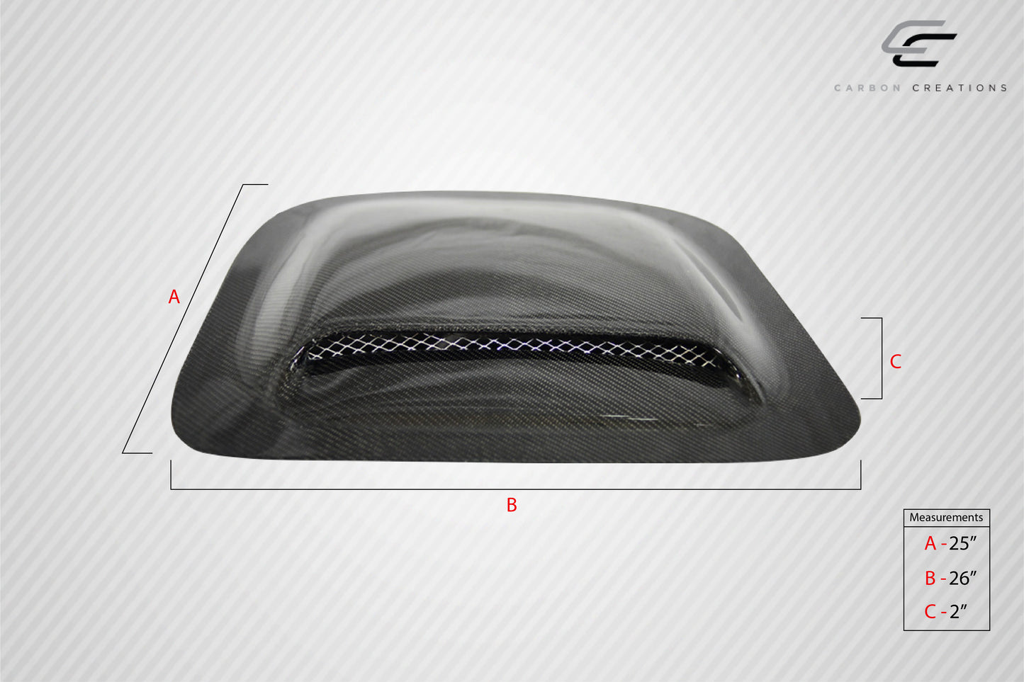 Universal Carbon Creations Hood / Roof Scoop Type 2 - 1 Piece