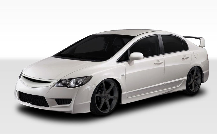 2006-2011 Honda Civic 4DR Duraflex JDM Type R Front End Conversion Kit - 5 Piece - Includes Type R Conversion Front Bumper Cover (107736) Type R Conversion Hood (107740) Type R Conversion Fenders (107741) Type JS Type R Conversion Grille (107744)