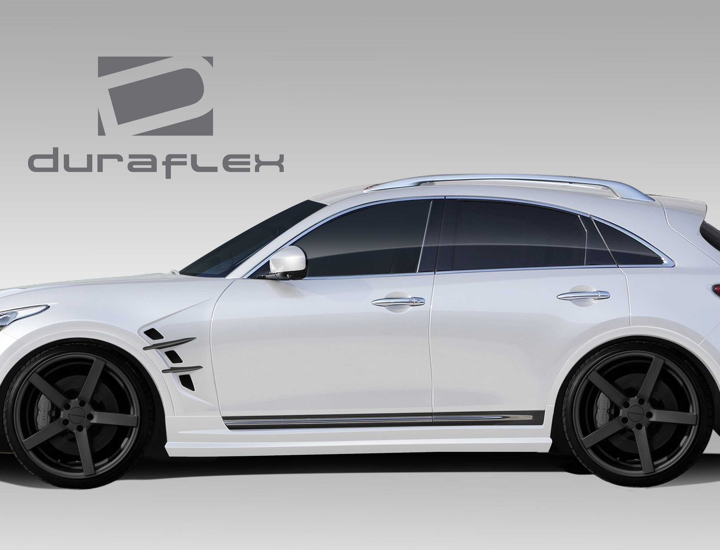 2009-2011 Infiniti FX35 FX50 QX70 Duraflex CT-R Body Kit - 7 Piece - Includes CT-R Front Bumper Cover (108986) CT-R Side Skirt Rocker Panels (108987) CT-R Rear Bumper Cover (108988) CT-R Fenders (108989) CT-R Hood (108990)