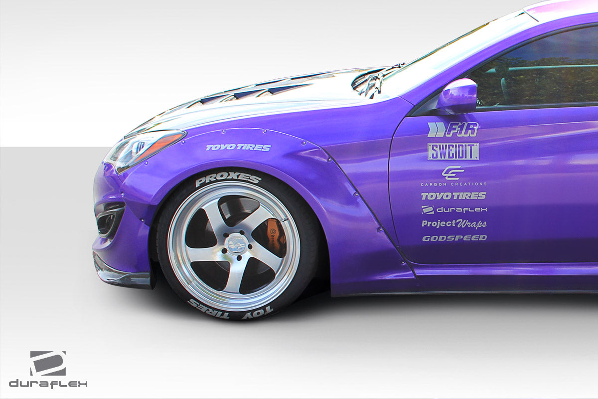 2010-2016 Hyundai Genesis Coupe 2dr Duraflex Circuit 75 MM Fender Flare Kit - 4 Piece - Includes Circuit Front Fender Flares (112625) Circuit Rear Fender Flares (112626)