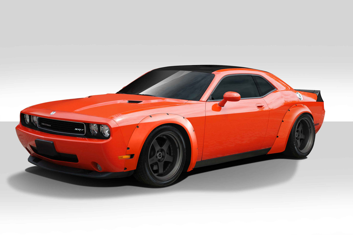 2008-2020 Dodge Challenger Duraflex Novara Wide Body Kit - 7 Piece - Includes Novara Wide Body Front Fender Flares (112459) Novara Wide Body Rear Fender Flares (112460) Novara Wing (113231)