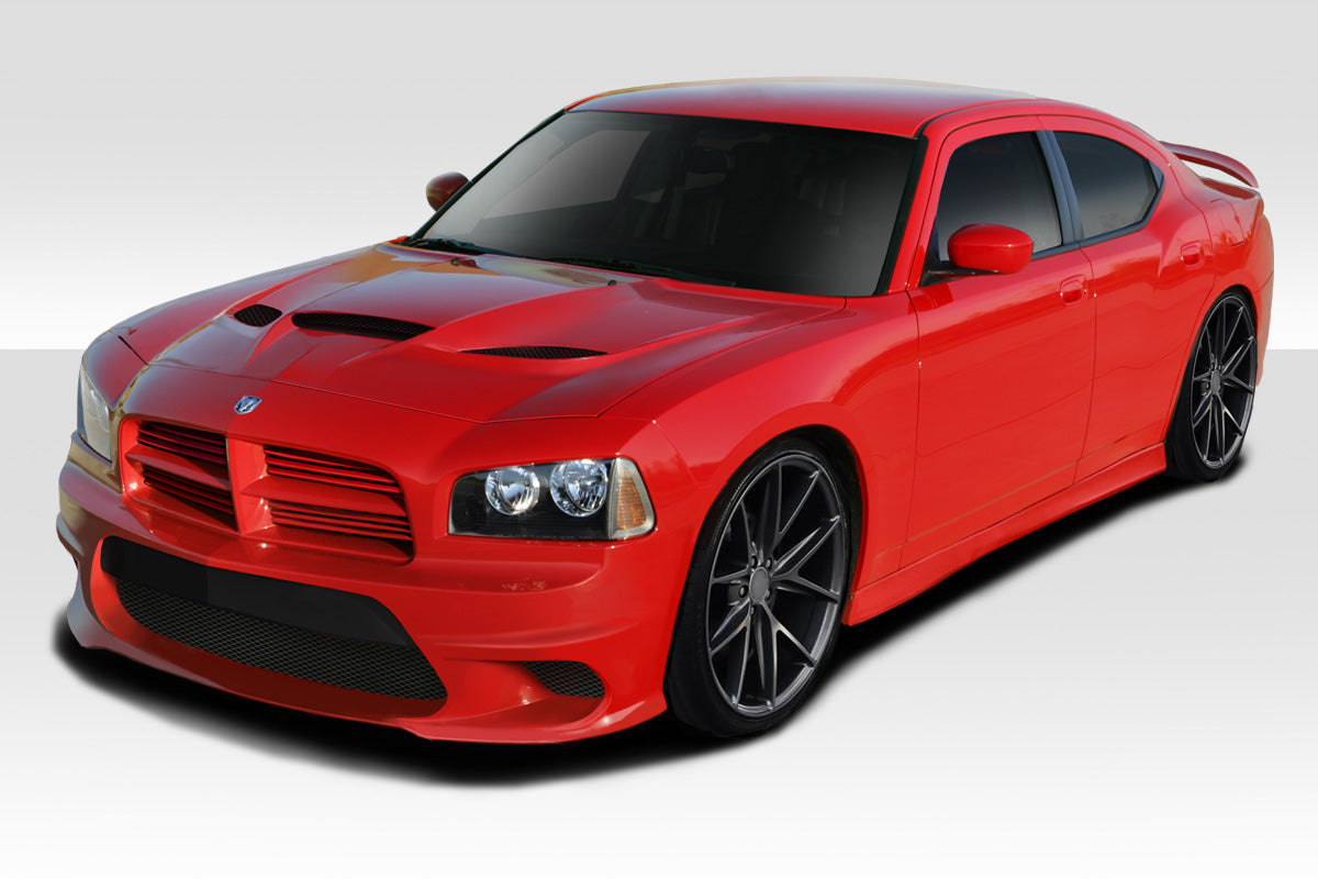 2006-2010 Dodge Charger Duraflex Hellcat Look Complete Kit - 5 Piece - Includes Hellcat Look Front Bumper (113290) Hellcat Look Side Skirts (113291) Hellcat Look Rear Bumper (113292) Hellcat Look Hood (113198)