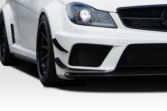2012-2014 Mercedes C63 W204 2DR / 4DR Coupe Sedan Duraflex Black Series Look Front Bumper Canards - 4 Piece