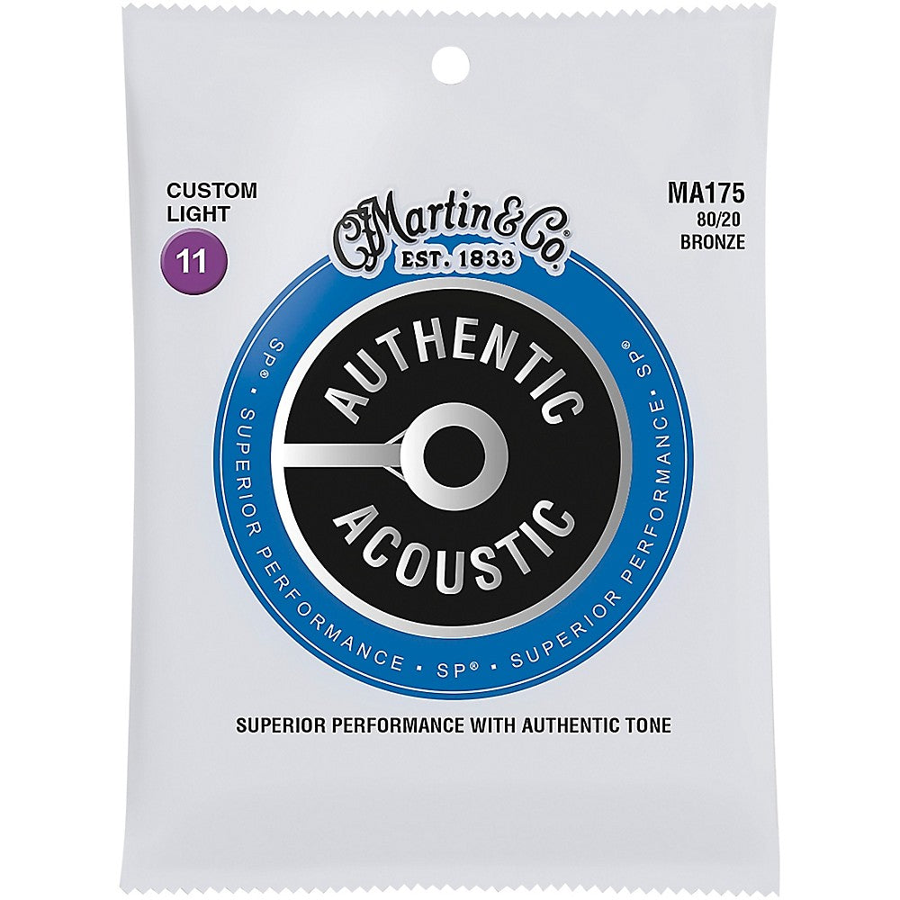Martin MA175 - Authentic Acoustic 80/20 Bronze Guitar Strings Set - Custom Light 11-52