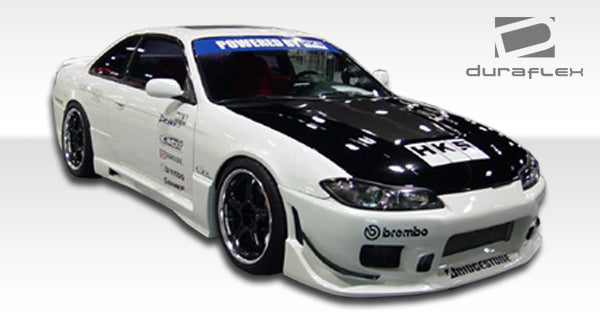 1995-1998 Nissan 240SX S14 Duraflex Silvia S15 :Conversion C-1 Kit - 4 Piece - Includes C-1 Front Bumper Cover (102151) S15 OEM Fiberglass Hood (100889) S15 OEM Fenders (101643)