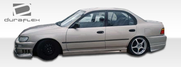 1993-1997 Toyota Corolla Geo Prizm Duraflex Bomber Body Kit - 4 Piece - Includes Bomber Front Bumper Cover (101324) Bomber Rear Bumper Cover (101325) Bomber Side Skirts Rocker Panels (102033)