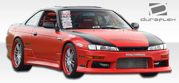 1997-1998 Nissan 240SX S14 Duraflex V-speed 2 Body Kit - 4 Piece - Includes V-Speed 2 Front Bumper Cover (103563)V-Speed Rear Bumper Cover (101650) V-Speed Side Skirts Rocker Panels (101651)