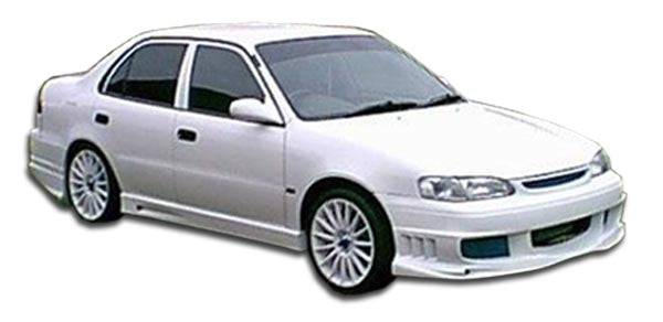 1998-2000 Toyota Corolla Duraflex Bomber Body Kit - 4 Piece - Includes Bomber Front Bumper Cover (102031) Bomber Rear Bumper Cover (102032) Bomber Side Skirts Rocker Panels (102033)