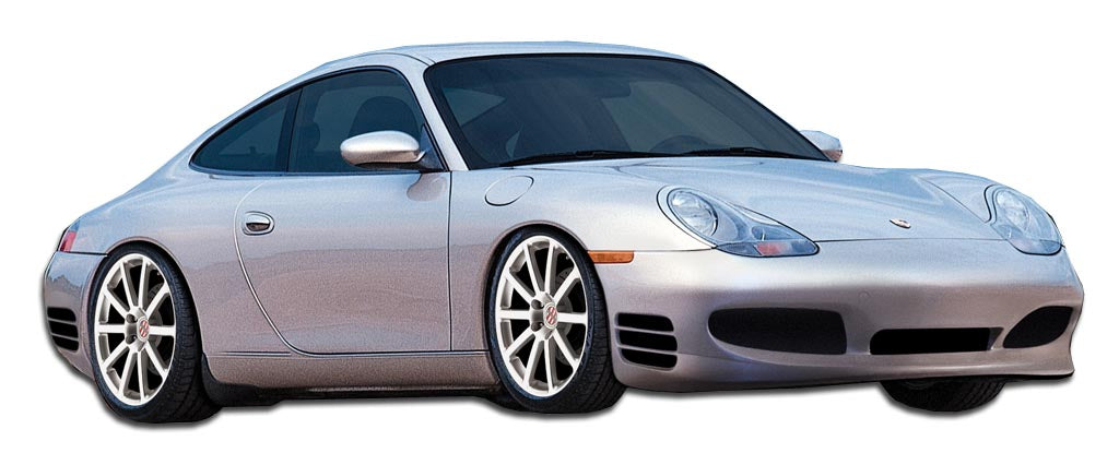 1999-2001 Porsche 911 Carrera 996 Duraflex Turbo Look Body Kit (will not fit turbo models ) - 4 Piece - Includes Turbo Look Front Bumper Cover (107075) Turbo Look Rear Bumper Cover (107076) GT-3 Side Skirts Rocker Panels (103749)