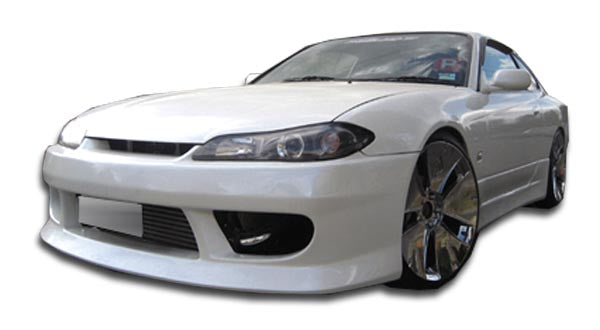 1995-1998 Nissan 240SX S14 Duraflex Silvia S15 Conversion V-speed Kit - 4 Piece - Includes V-Speed Front Bumper Cover (103562) S15 OEM Fiberglass Hood (100889) S15 OEM Fenders (101643)