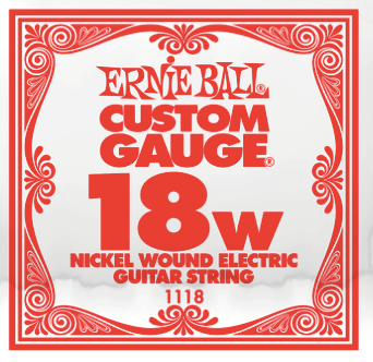 .018W Ernie Ball - Custom Gauge Nickel Wound Acoustic Guitar String - Single