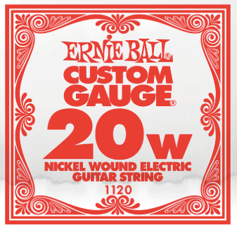 .020W Ernie Ball - Custom Gauge Nickel Wound Acoustic Guitar String - Single
