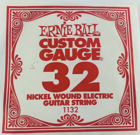 .032 - Ernie Ball - Custom Gauge Nickel Wound Electric Guitar String - Single
