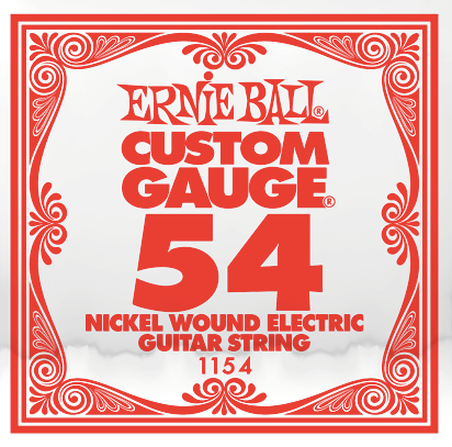 .054 - Ernie Ball - Custom Gauge Nickel Wound Electric Guitar String - Single