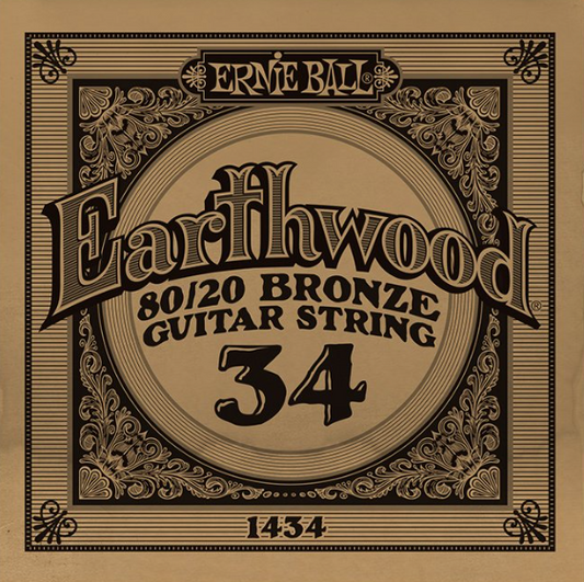.034 Ernie Ball - Earthwood 80/20 Bronze Guitar String - Single