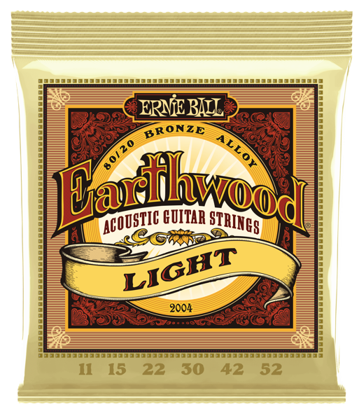 Ernie Ball 2004 Earthwood 80/20 Bronze Light Acoustic Guitar Strings Set - .011-.052