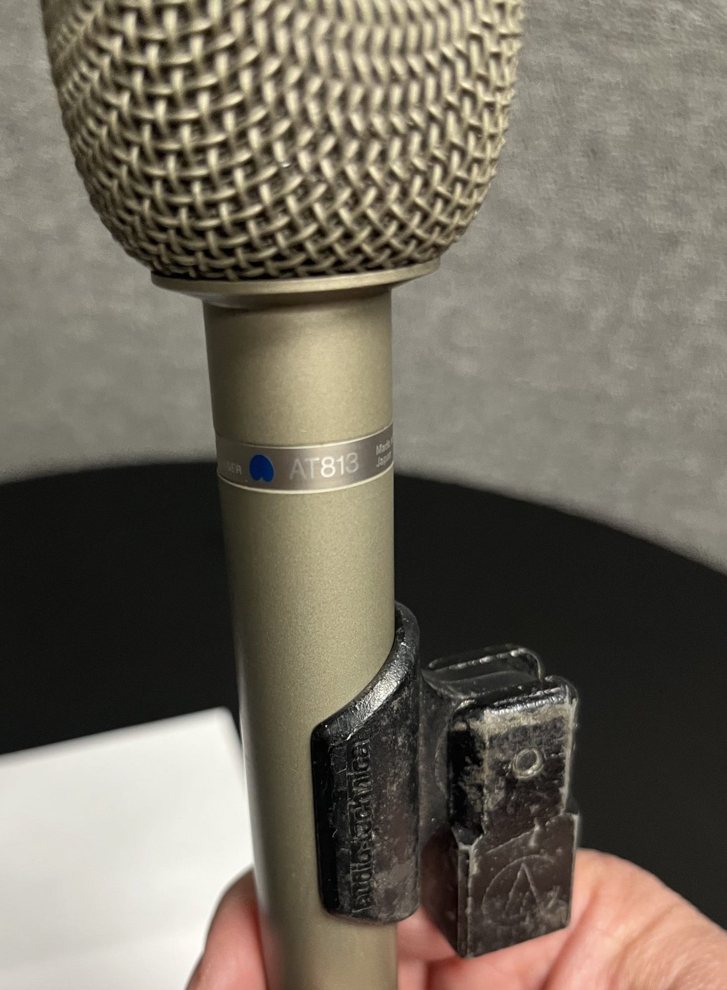 Vintage Audio-Technica AT813 Condenser Microphone with metal stand adapter