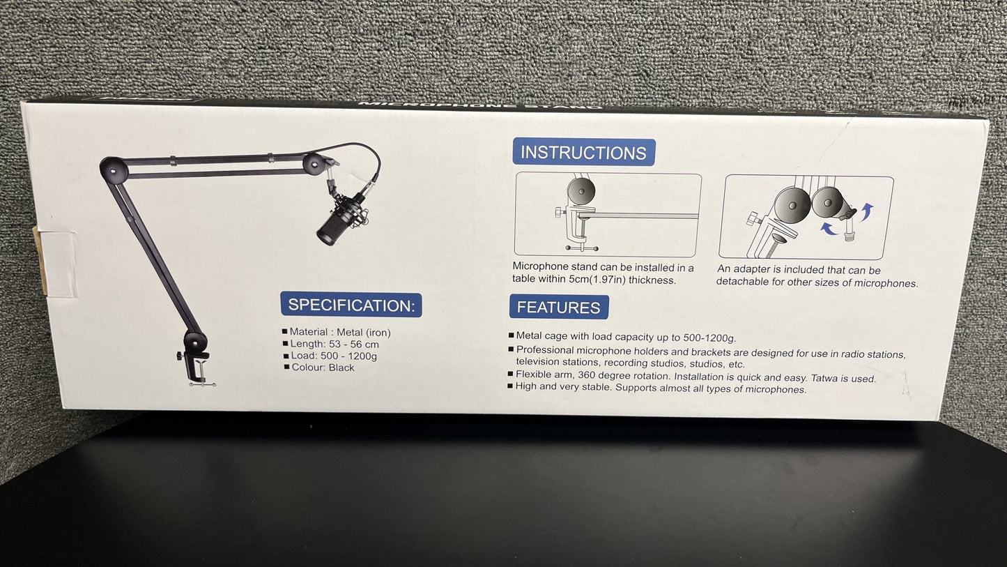 Clamp-on Desk Mount Desktop Microphone Boom Arm - Style 1