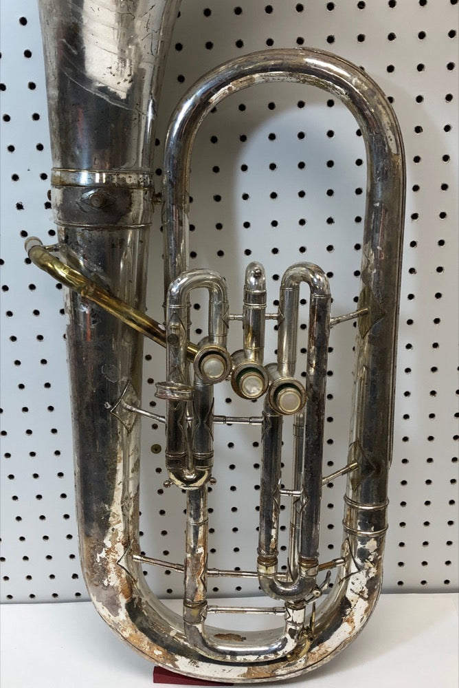 Vintage Buescher - Silver Bb Baritone Horn with case - F516