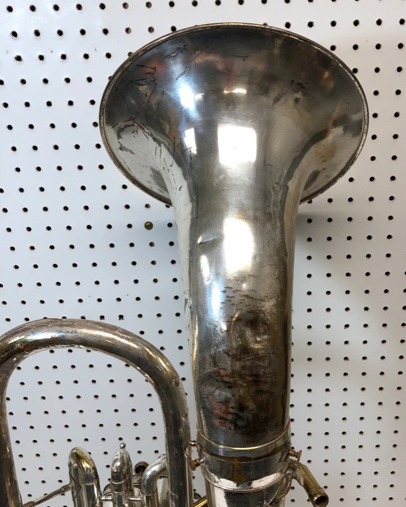 Vintage Buescher - Silver Bb Baritone Horn with case - F516