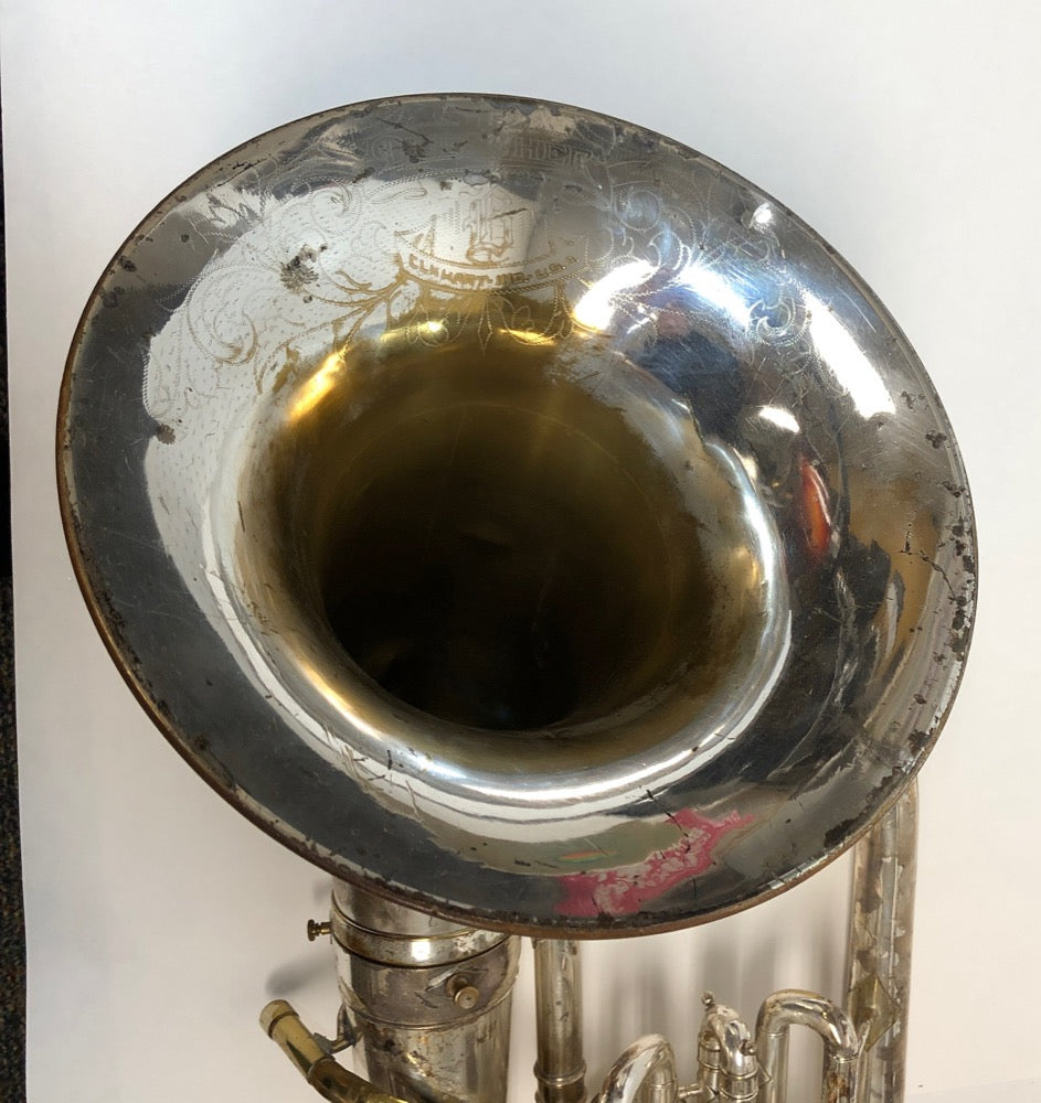 Vintage Buescher - Silver Bb Baritone Horn with case - F516