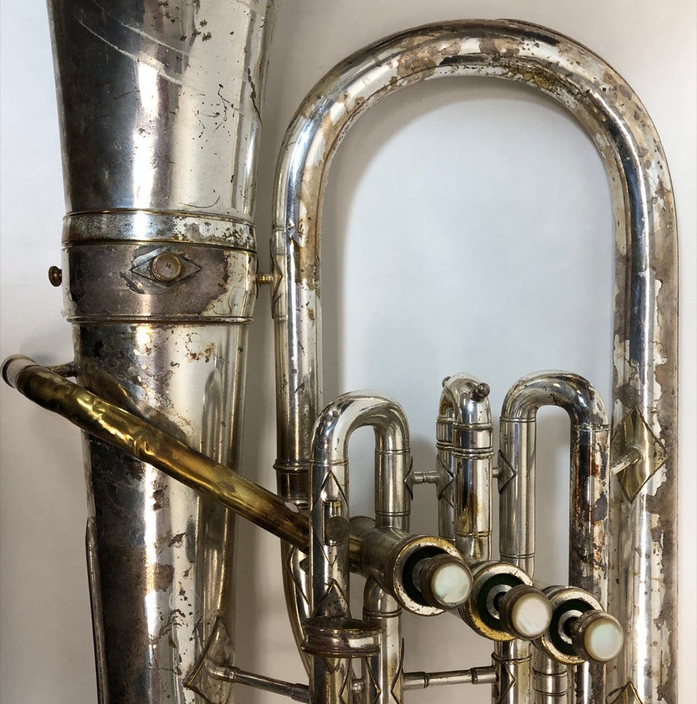Vintage Buescher - Silver Bb Baritone Horn with case - F516