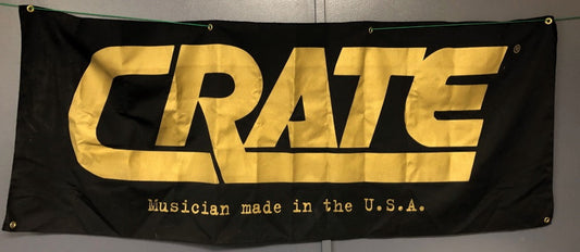 Crate Amplifiers Banner - 60 inches wide x 23.5 inches tall - Fornaszewski Music Store, Granite City IL 62040 - www.stanf.com