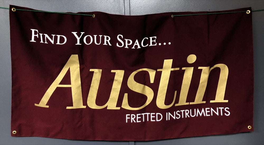 Austin Guitars Banner - 48 inches wide x 25.5 inches tall - Fornaszewski Music Store, Granite City IL 62040 - www.stanf.com