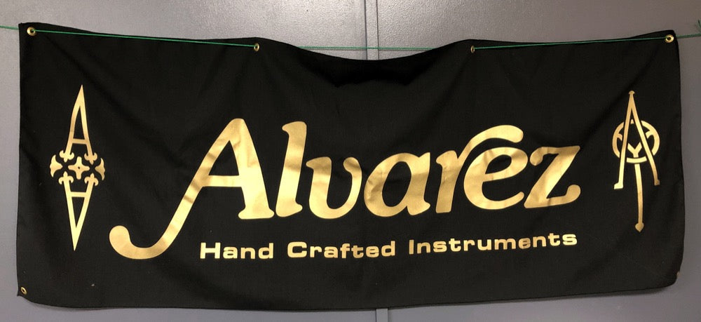 Alvarez Guitars Banner - 60 inches wide x 23.5 inches tall - Fornaszewski Music Store, Granite City IL 62040 - www.stanf.com