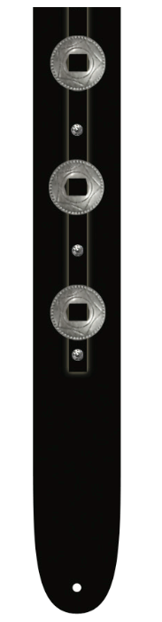 FM - 2.5 in Heavy Metal - Leather Guitar / Bass Strap - Suede Concho Black