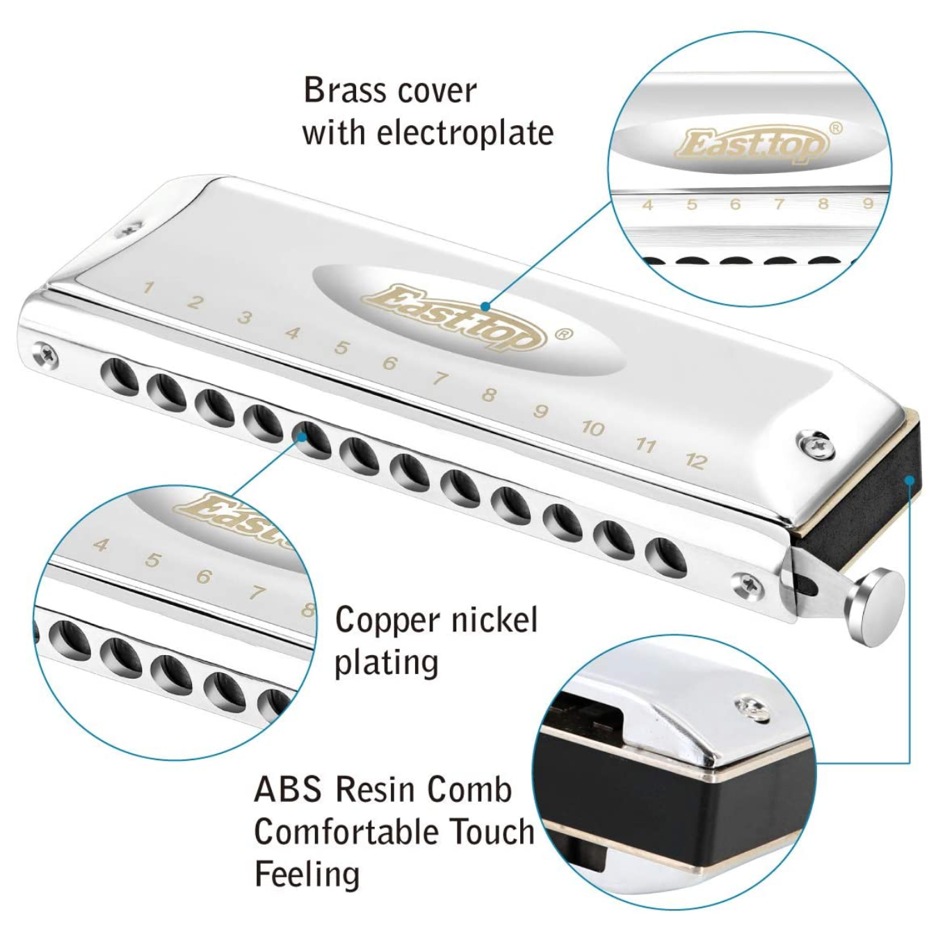 East Top CHROMATIC Harmonica - 12-hole - Double-row - 48 tones