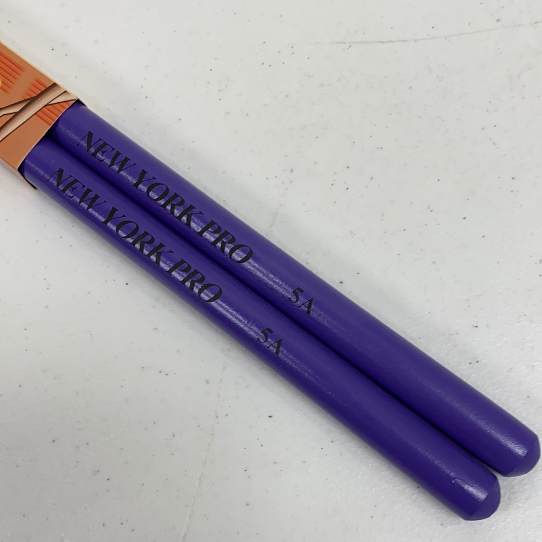 PURPLE Pair of 5A Nylon Tip New York Pro Color Drumsticks