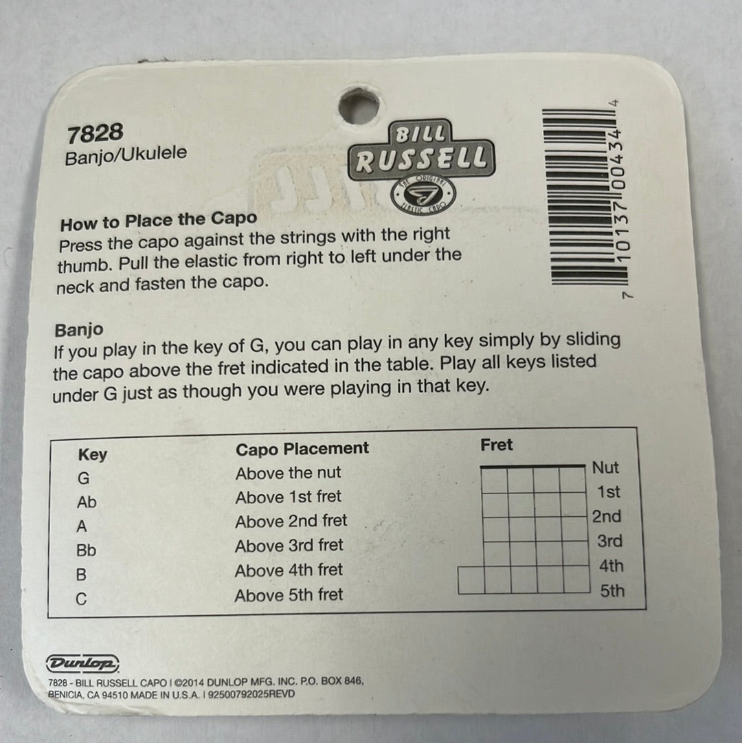 Bill Russell Original Elastic Capo - Banjo/Ukulele Capo 7828