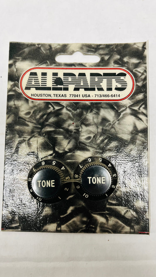 AllParts - Set of 2 Guitar Tone Knobs for Stratocaster - Black PK0153