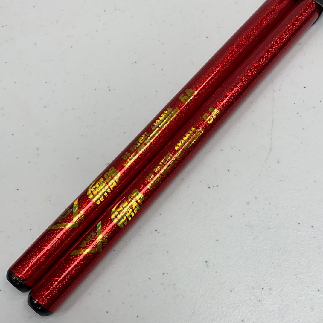 Vater - Color Wrap Drum Sticks - 5A Wood Tip - Red Sparkle