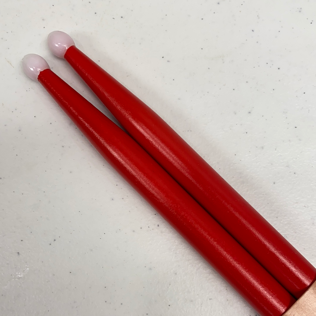 RED Pair of 5A Nylon Tip New York Pro Color Drumsticks