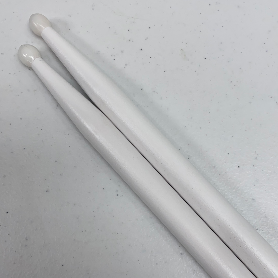 WHITE Pair of 5A Nylon Tip New York Pro Color Drumsticks