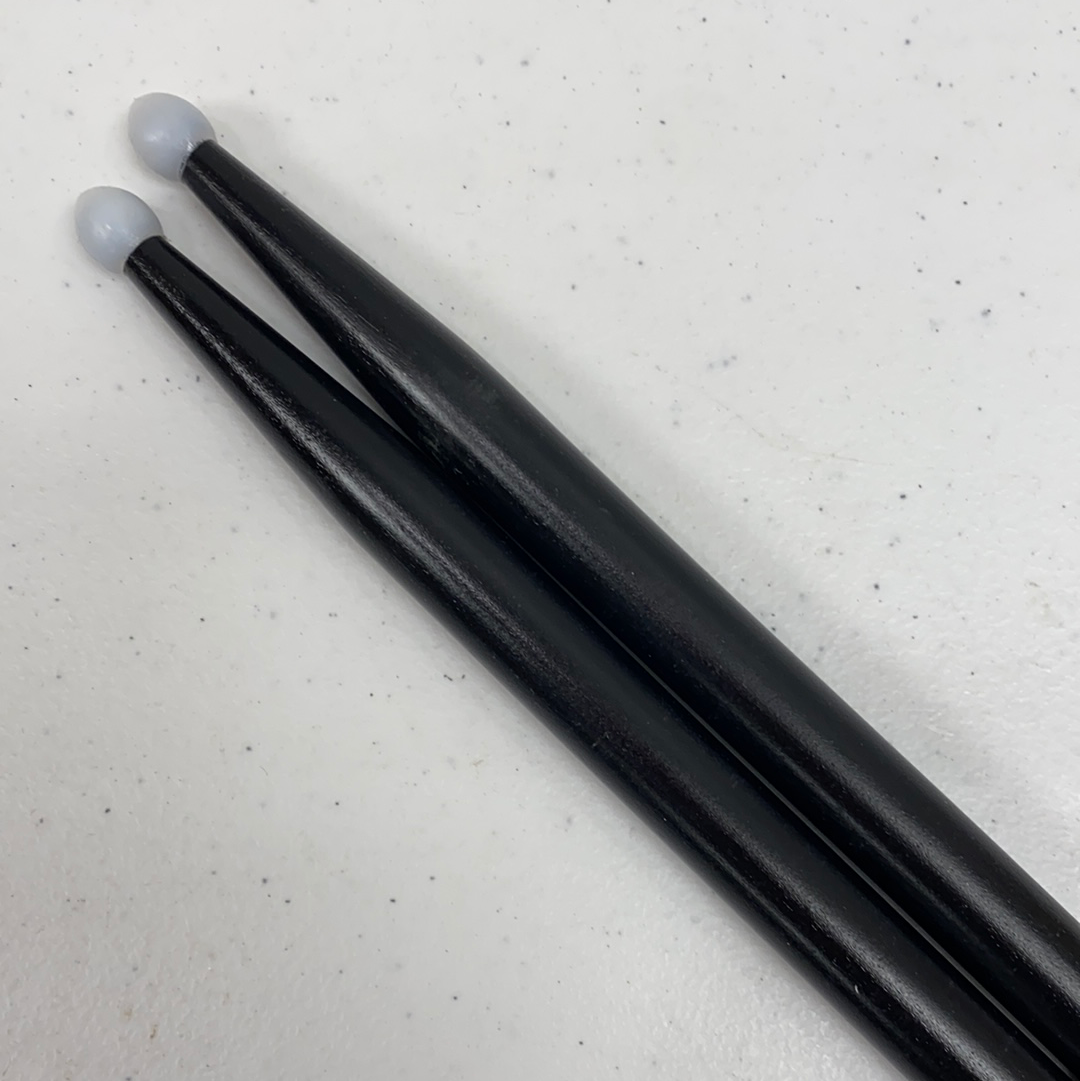BLACK Pair of 5A Nylon Tip New York Pro Color Drumsticks