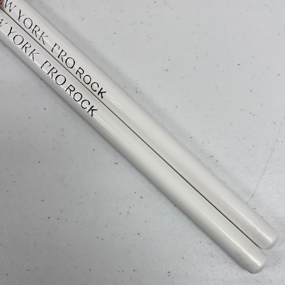 WHITE Pair of ROCK Nylon Tip New York Pro Color Drumsticks