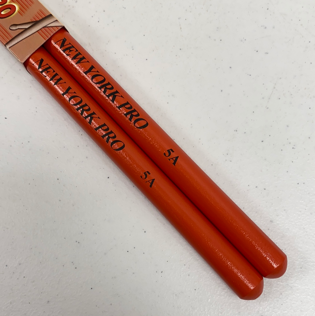 ORANGE Pair of 5A Nylon Tip New York Pro Color Drumsticks