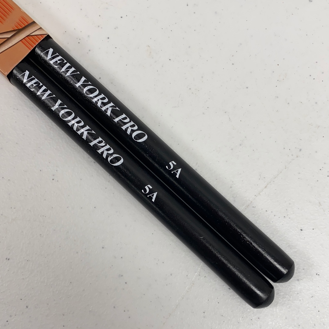 BLACK Pair of 5A Nylon Tip New York Pro Color Drumsticks